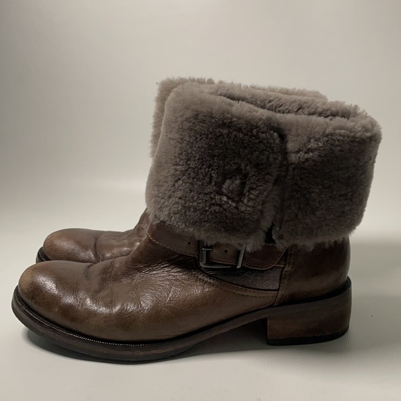 Latitude Femme Shearling Lined Moto Boots - sz 37 - Picture 2 of 8